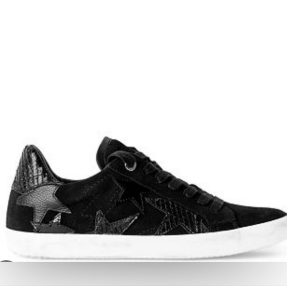 Zadig and Voltaire "flash star" genuine leather star print lace up Sneaker - Picture 1 of 15